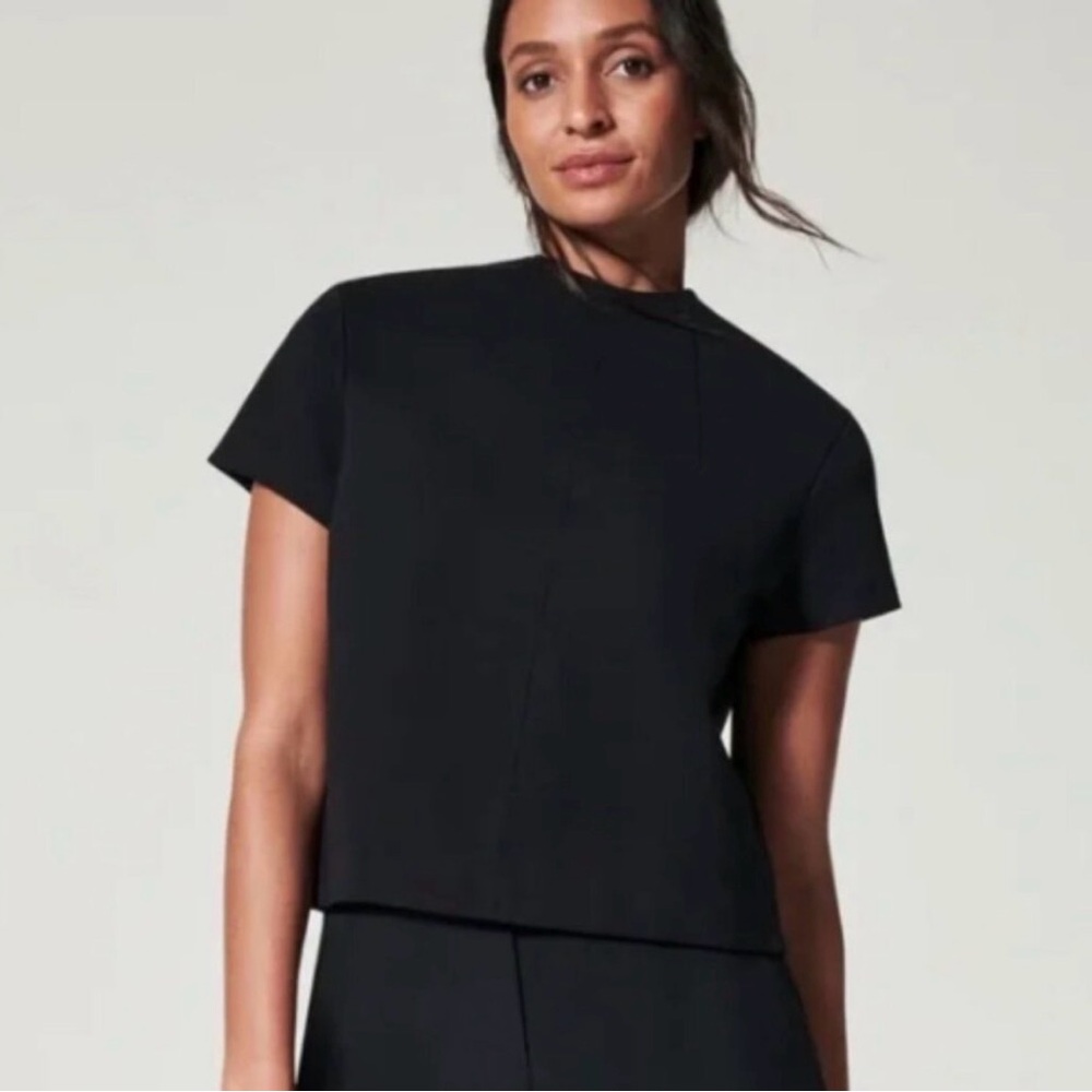 Spanx Classic Black Perfect Funnel Neck Ponte Top Size 1X